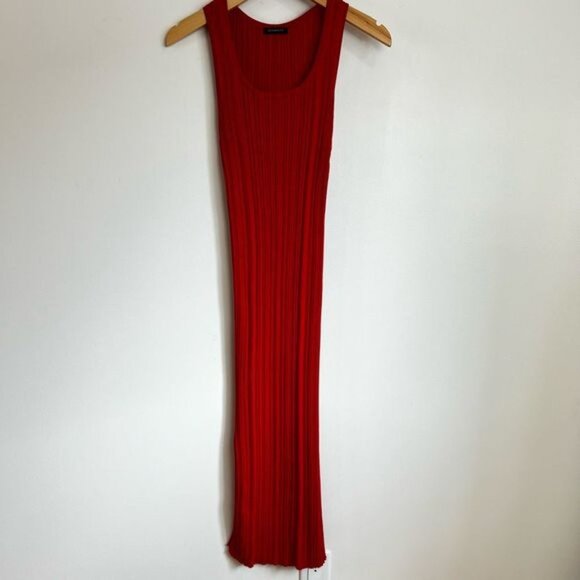 Dynamite Women’s Small Red Rib Knit Bodycon Sleeveless Slit Midi Dress - Picture 8 of 8